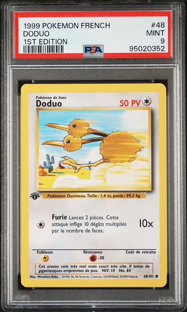 1999 Pokemon French 48 Doduo 1st Edition PSA 9