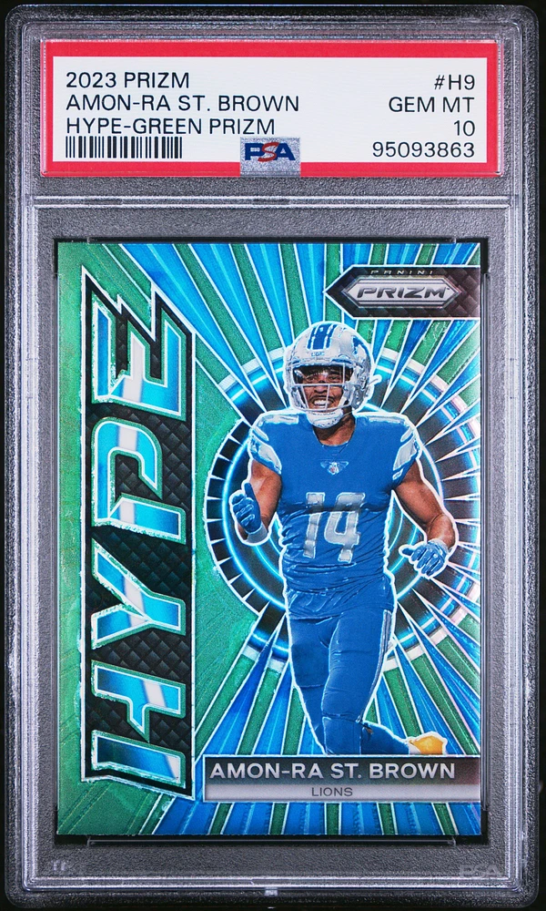 2023 Panini Prizm Hype H9 Amon-ra St. Brown Green Prizm PSA 10