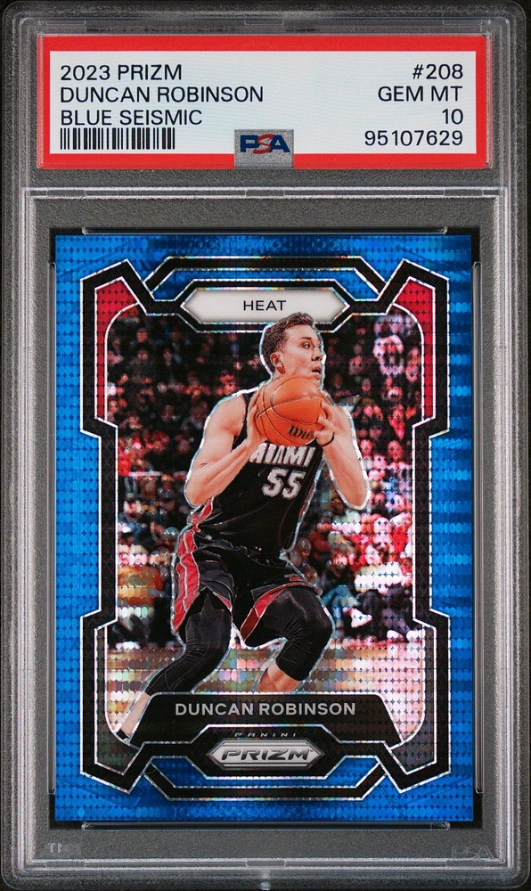 2023 Panini Prizm 208 Duncan Robinson Blue Seismic PSA 10
