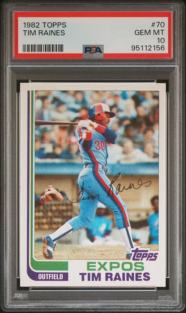 1982 Topps 70 Tim Raines PSA 10