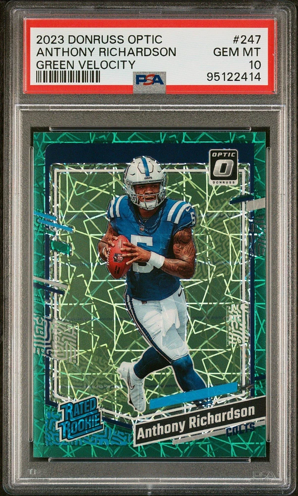 2023 Panini Donruss Optic 247 Anthony Richardson Green Velocity PSA 10