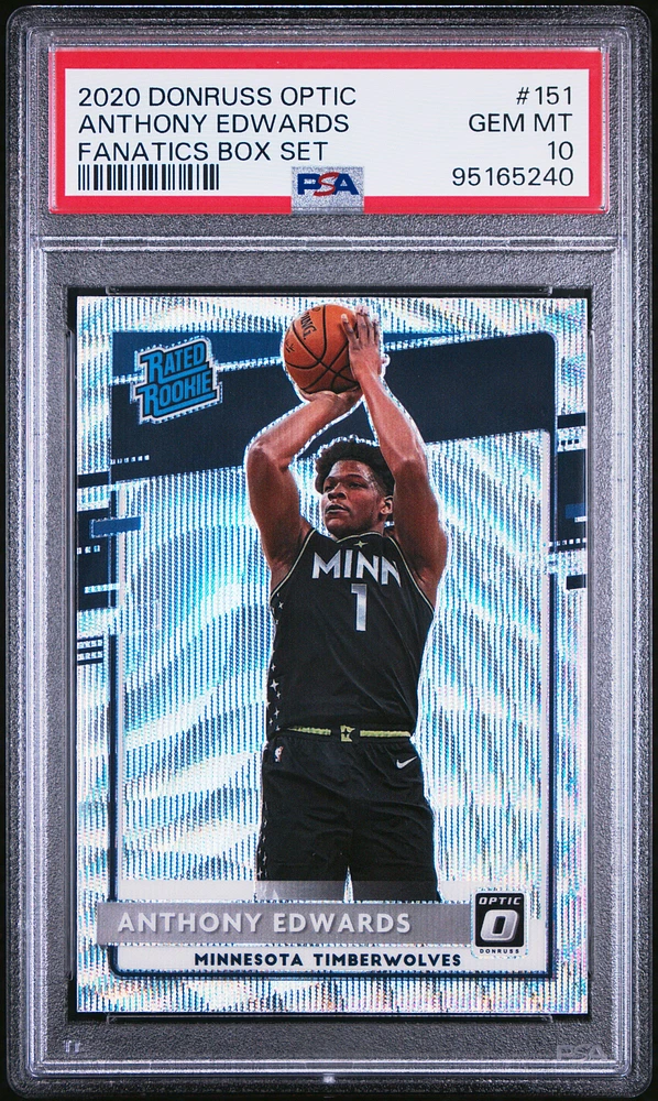 2020 Panini Donruss Optic 151 Anthony Edwards Fanatics Box Set PSA 10