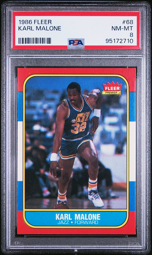 1986 Fleer 68 Karl Malone PSA 8