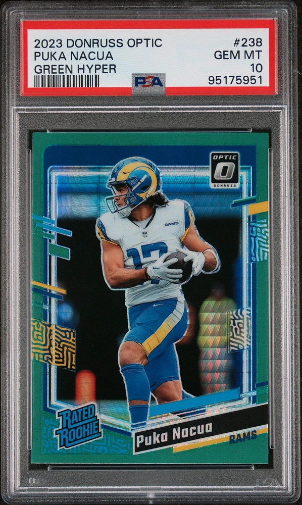 2023 Panini Donruss Optic 238 Puka Nacua Green Hyper PSA 10