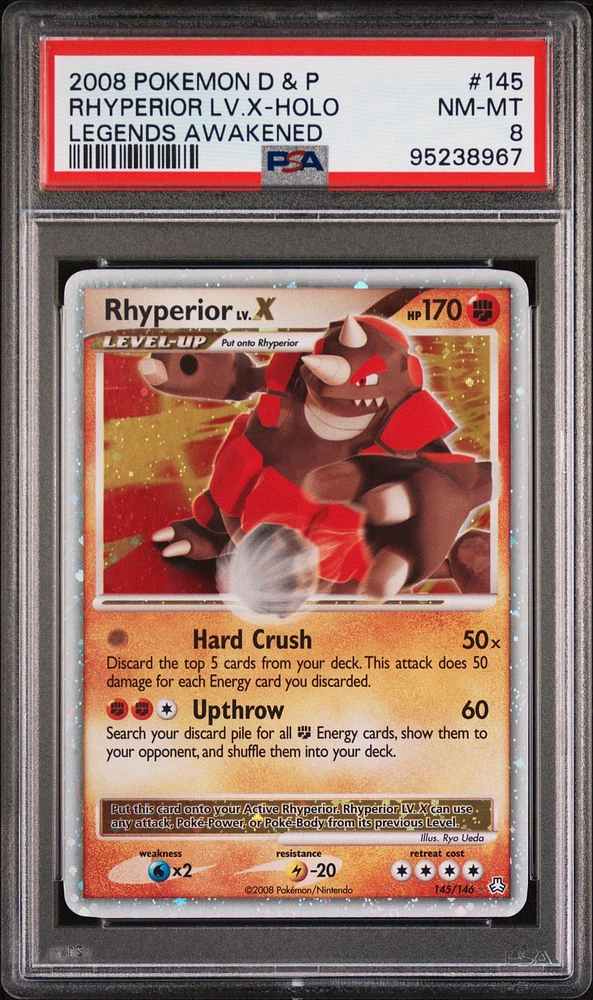 2008 Pokemon Diamond & Pearl Legends Awakened 145 Rhyperior Lv.x-holo PSA 8