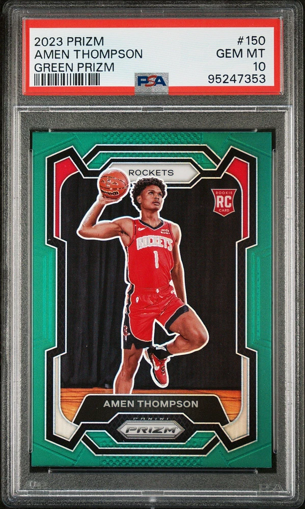 2023 Panini Prizm 150 Amen Thompson Green Prizm PSA 10