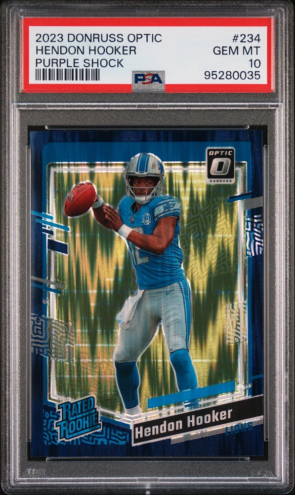 2023 Panini Donruss Optic 234 Hendon Hooker Purple Shock PSA 10
