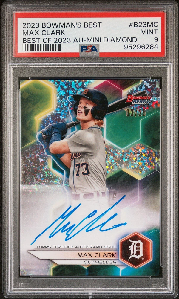 2023 Bowman's Best Best Of 2023 Autographs B23mc Max Clark Mini Diamond PSA 9
