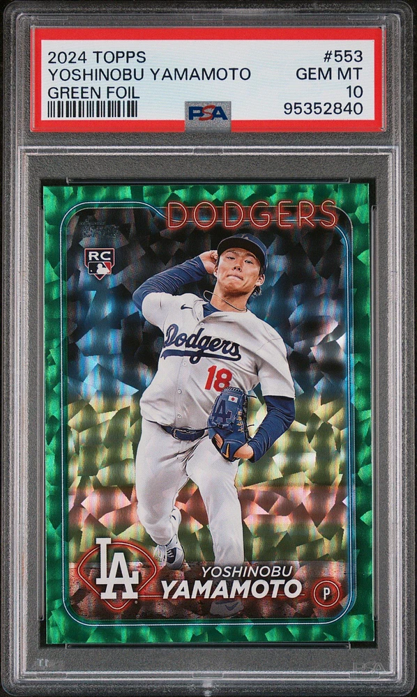 2024 Topps 553 Yoshinobu Yamamoto Green Foil PSA 10