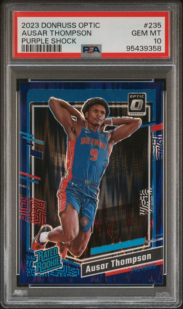 2023 Panini Donruss Optic 235 Ausar Thompson Purple Shock PSA 10