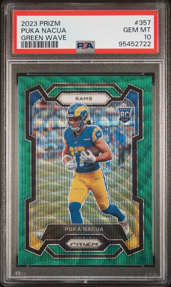 2023 Panini Prizm 357 Puka Nacua Green Wave PSA 10