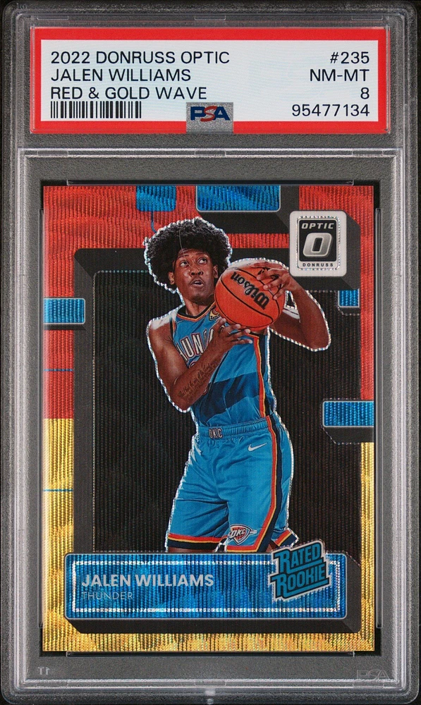 2022 Panini Donruss Optic 235 Jalen Williams Red & Gold Wave PSA 8