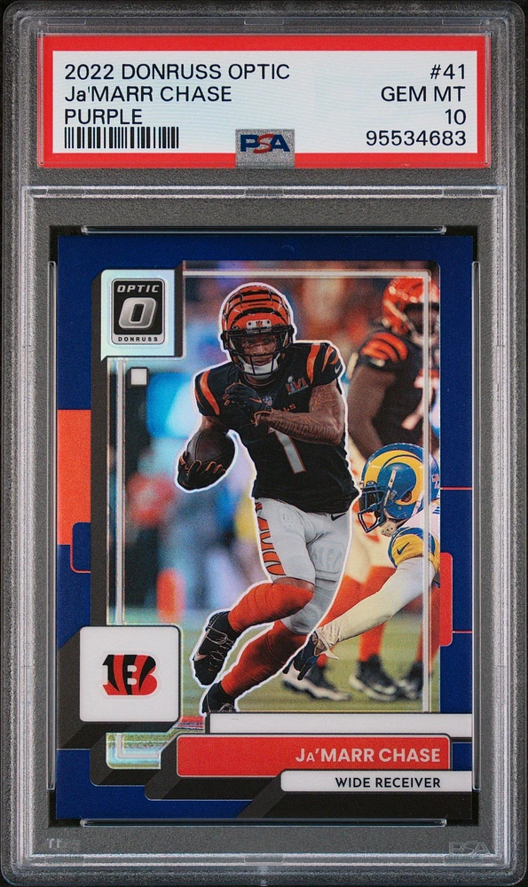 2022 Panini Donruss Optic 41 Ja'marr Chase Purple PSA 10