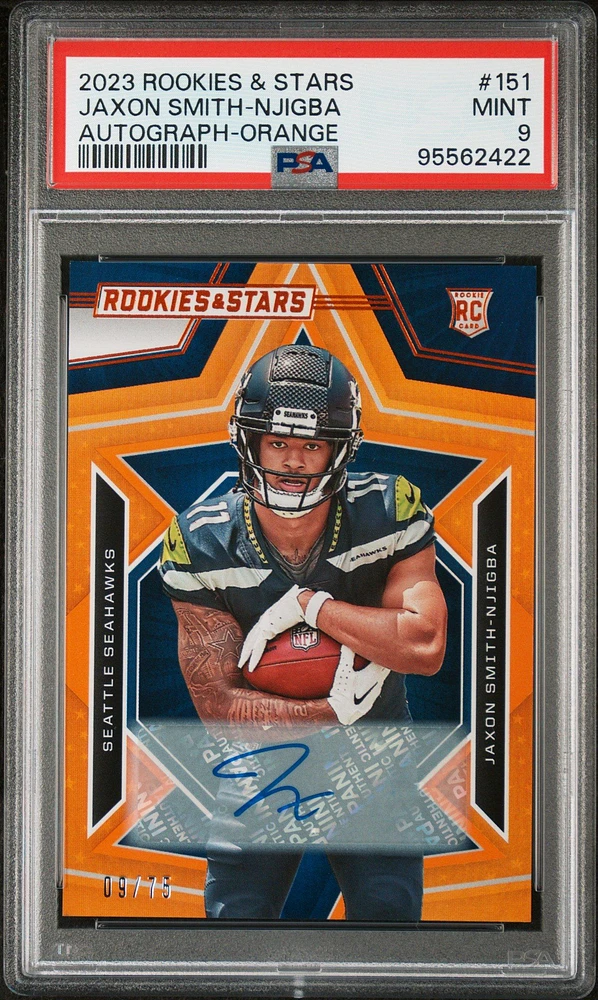 2023 Panini Rookies & Stars 151 Jaxon Smith-njigba Autograph-orange PSA 9
