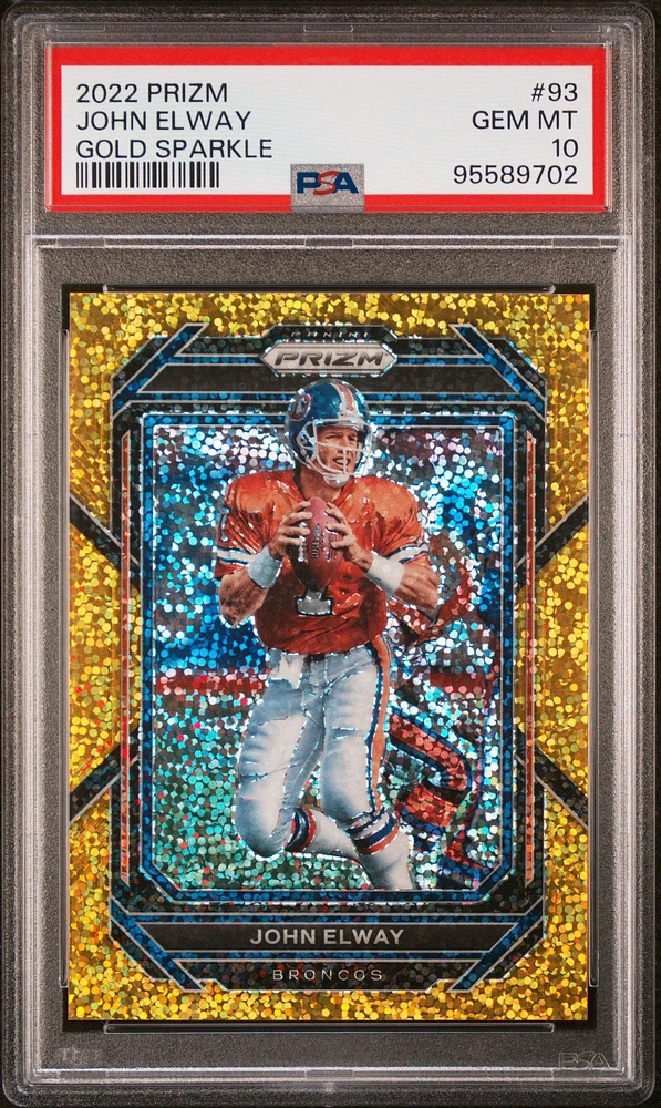 2022 Panini Prizm 93 John Elway Gold Sparkle PSA 10