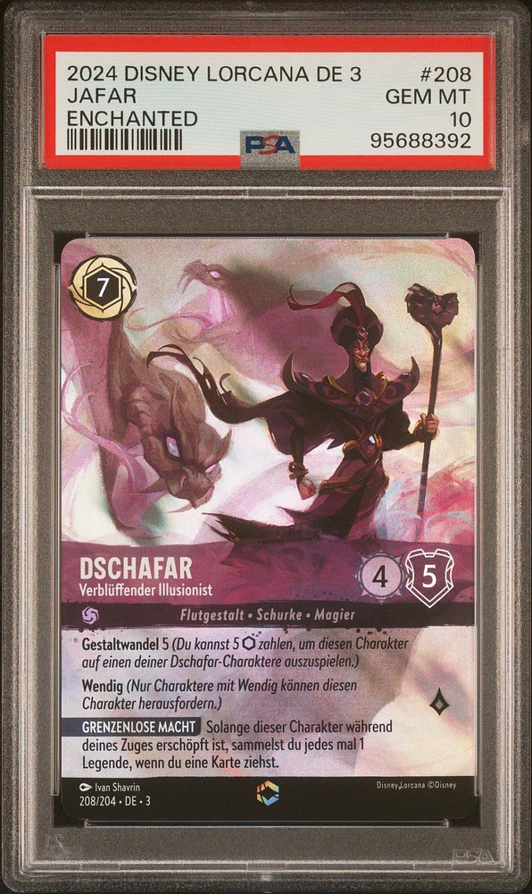 2024 Disney Lorcana German De 3-into The Inklands 208 Jafar - Striking Illusionist Enchanted PSA 10