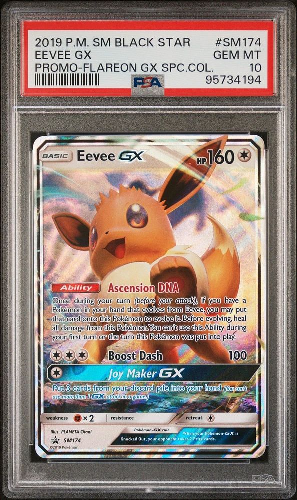 2019 Pokemon Sm Black Star Promo Sm174 Eevee Gx Flareon Gx Special Collection PSA 10