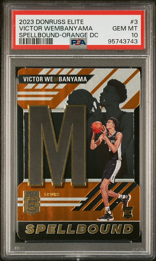 2023 Panini Donruss Elite Spellbound 3 Victor Wembanyama Orange Die-cut PSA 10