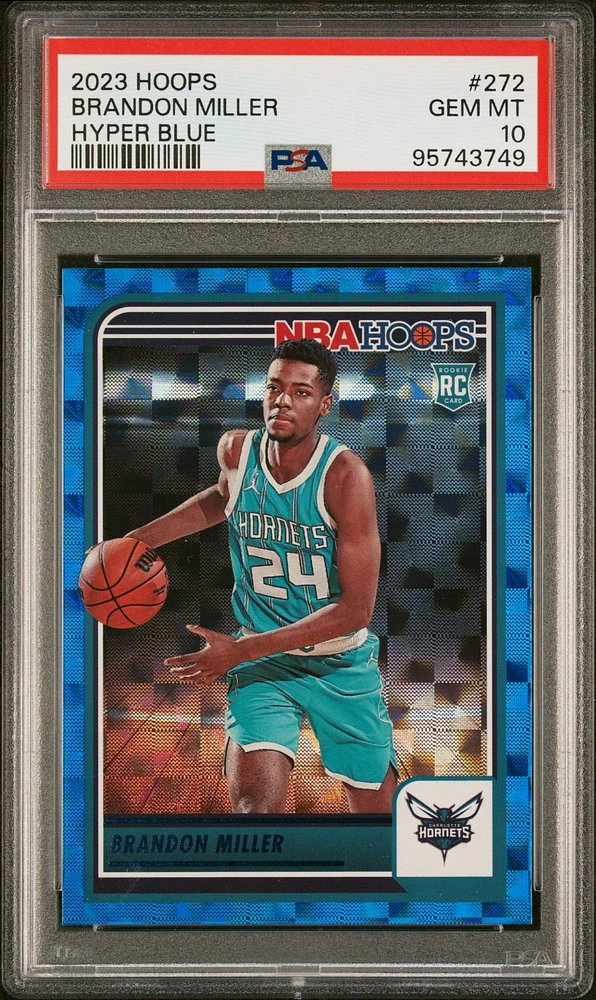 2023 Panini Nba Hoops 272 Brandon Miller Hyper Blue PSA 10