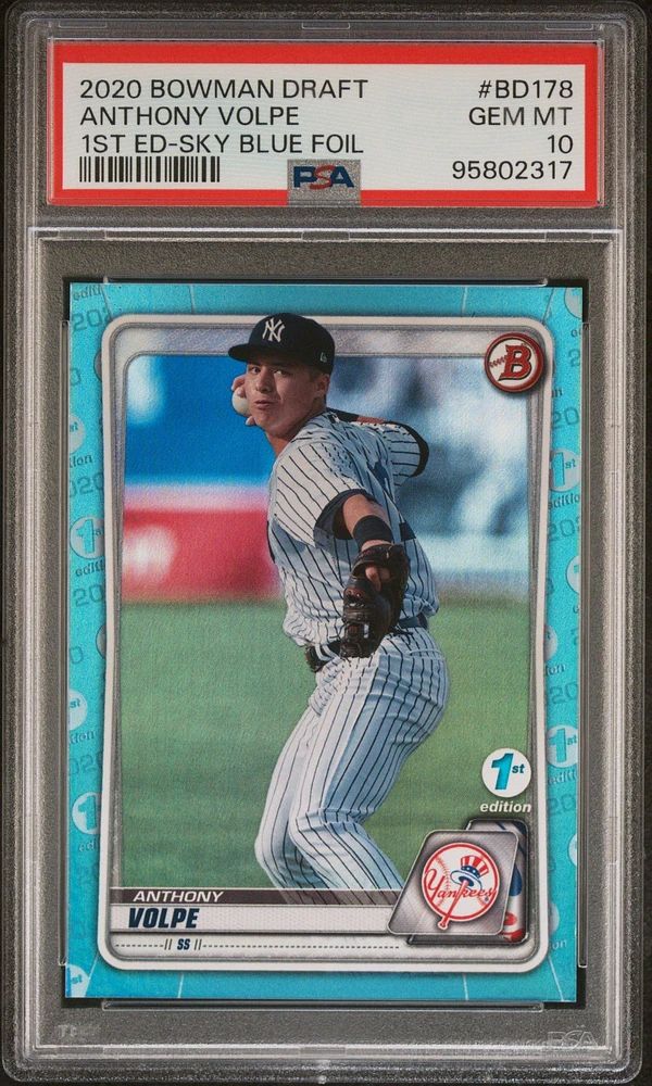 2020 Bowman Draft 1st Edition Bd178 Anthony Volpe Sky Blue Foil PSA 10