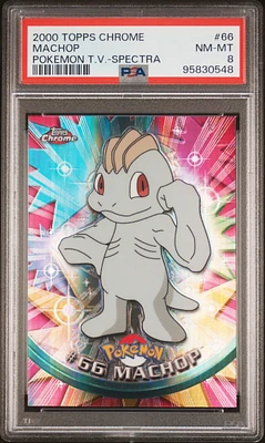 2000 Topps Chrome Pokemon T.v. 66 Machop Spectra PSA 8
