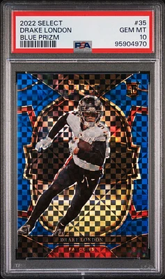 2022 Panini Select 35 Drake London Blue Prizm PSA 10