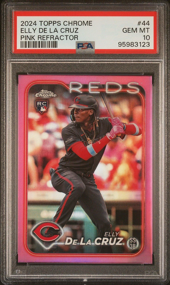 2024 Topps Chrome 44 Elly De La Cruz Pink Refractor PSA 10