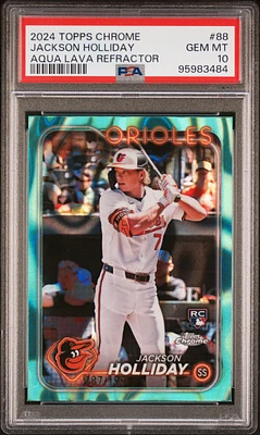 2024 Topps Chrome 88 Jackson Holliday Aqua Lava Refractor PSA 10