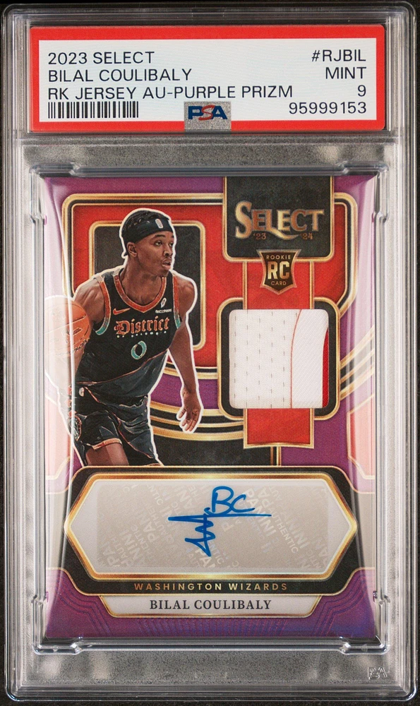 2023 Panini Select Rookie Jersey Autographs Rjbil Bilal Coulibaly Purple Prizm PSA 9