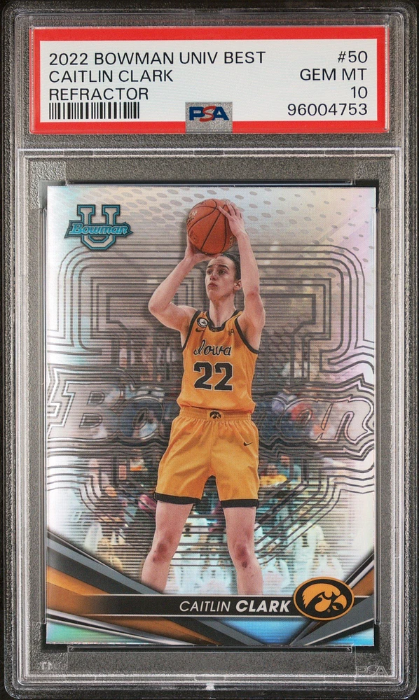 2022 Bowman University Best 50 Caitlin Clark Refractor PSA 10