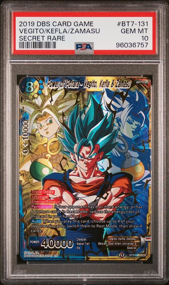 2019 Dragon Ball Super Card Game Series 7 Assault Of The Saiyans Bt7-131 Power Of Potara-vegito, Kefla & Zamasu Secret Rare PSA 10