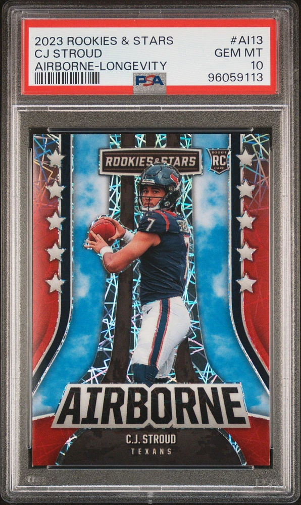 2023 Panini Rookies & Stars Airborne Ai13 Cj Stroud Longevity PSA 10