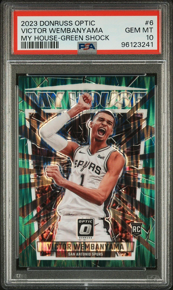 2023 Panini Donruss Optic My House 6 Victor Wembanyama Green Shock PSA 10