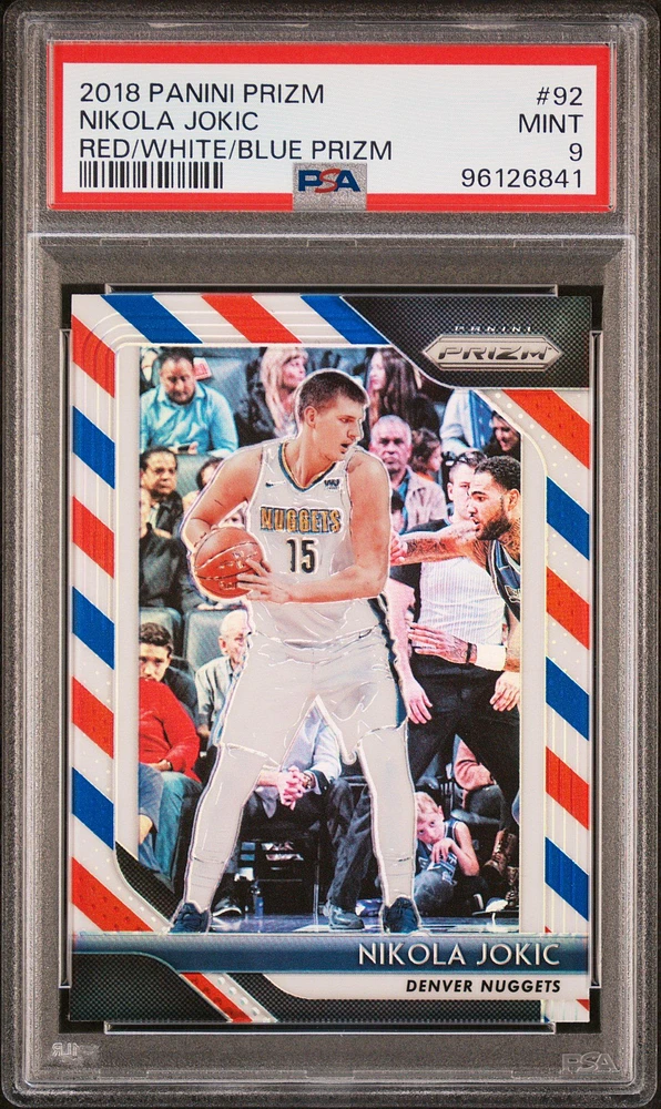 2018 Panini Prizm 92 Nikola Jokic Red/white/blue Prizm PSA 9