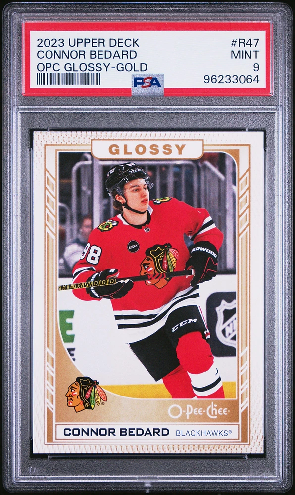 2023 Upper Deck Opc Glossy R47 Connor Bedard Gold PSA 9
