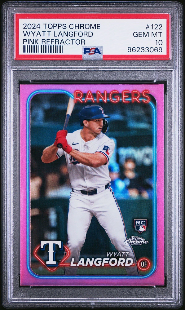 2024 Topps Chrome 122 Wyatt Langford Pink Refractor PSA 10