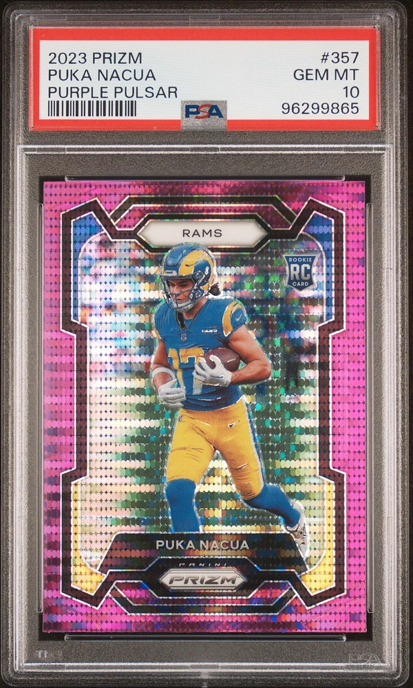 2023 Panini Prizm 357 Puka Nacua Purple Pulsar PSA 10