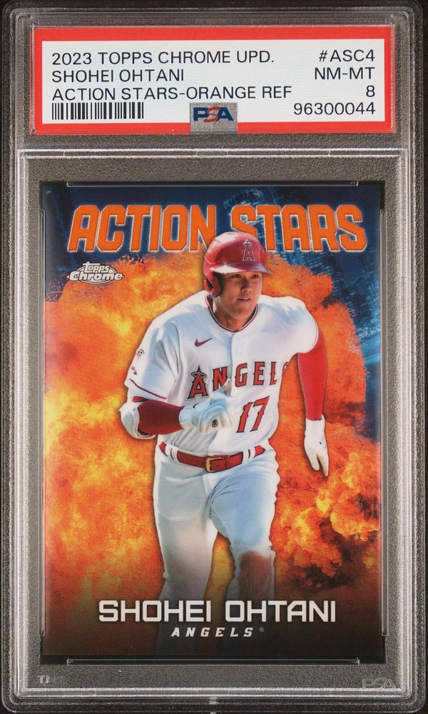 2023 Topps Chrome Update Action Stars Asc4 Shohei Ohtani Orange Refractor PSA 8