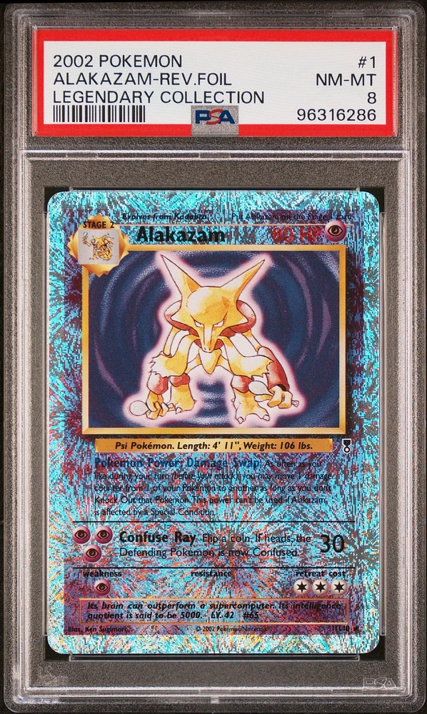 2002 Pokemon Legendary Collection 1 Alakazam-reverse Foil PSA 8