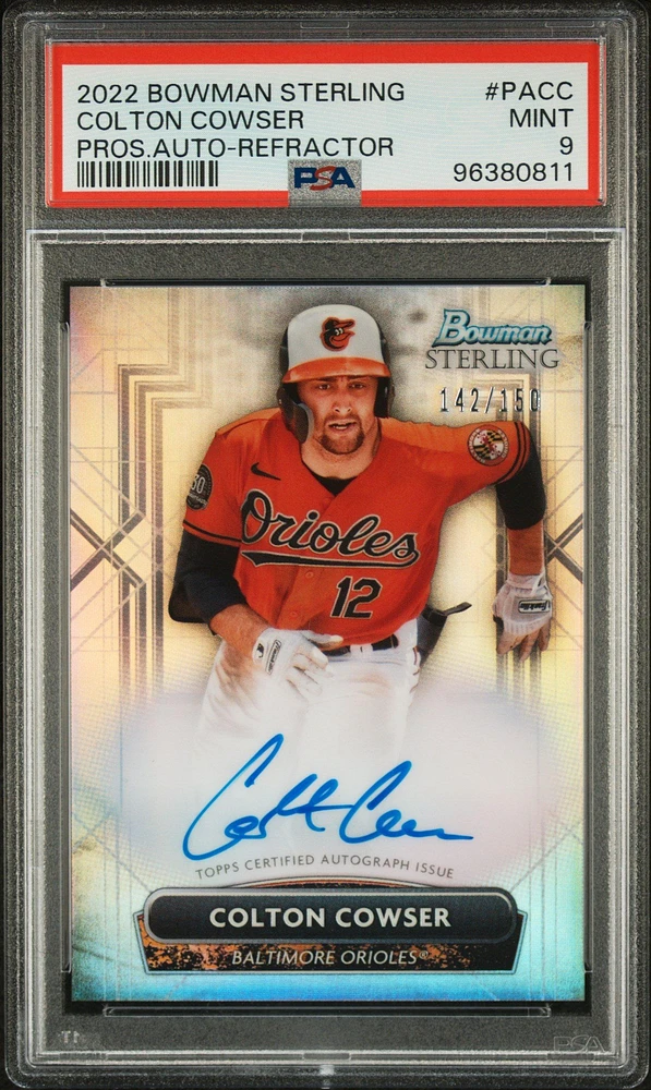 2022 Bowman Sterling Prospect Autographs Pacc Colton Cowser Refractor PSA 9