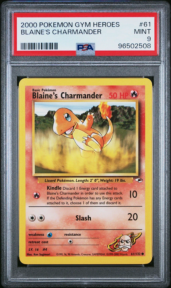 2000 Pokemon Gym Heroes 61 Blaine's Charmander PSA