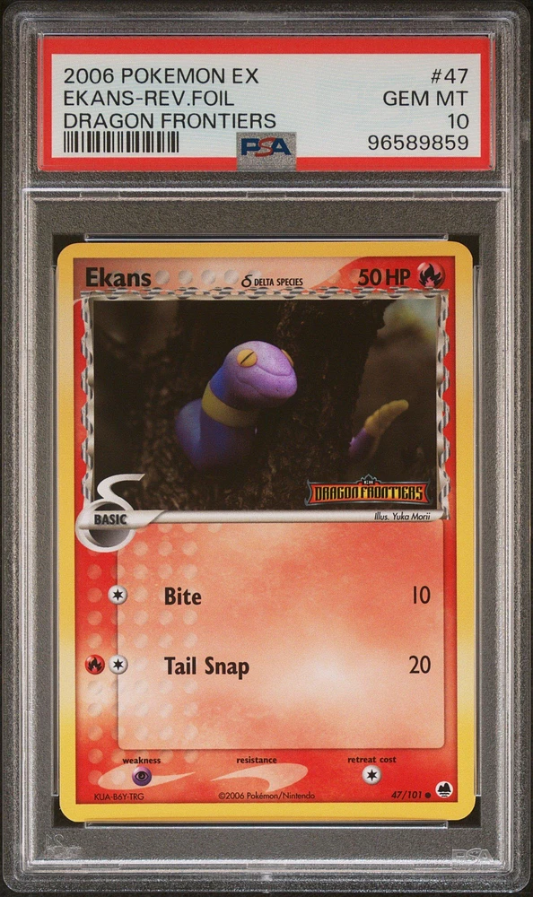 2006 Pokemon Ex Dragon Frontiers 47 Ekans-reverse Foil PSA 10