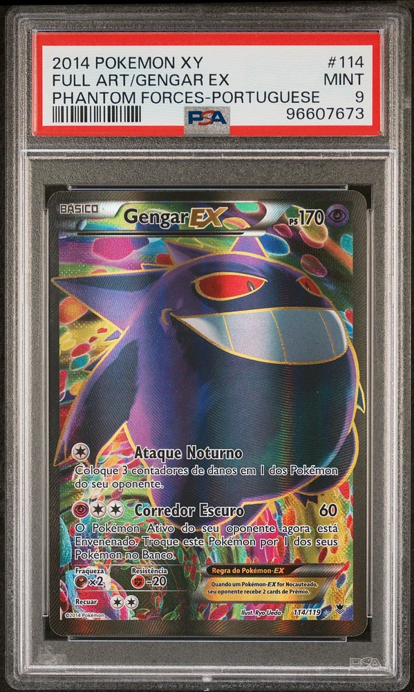 2014 Pokemon Xy Phantom Forces 114 Full Art/gengar Ex Portuguese PSA 9