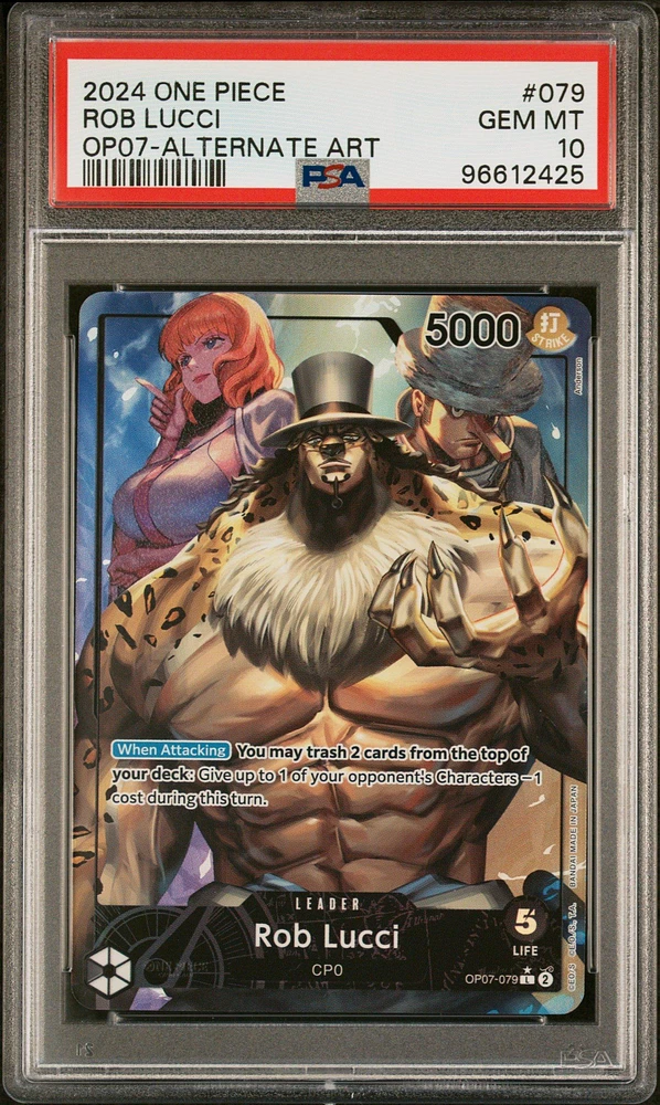 2024 One Piece Op07-500 Years In The Future 079 Rob Lucci Alternate Art PSA 10