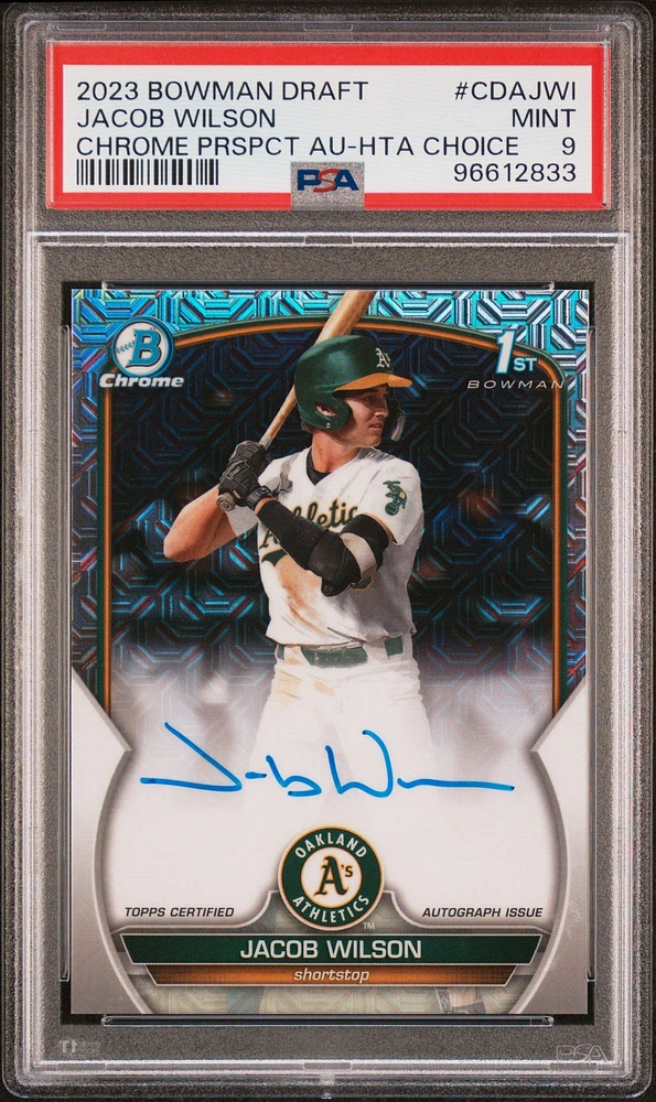 2023 Bowman Draft Chrome Prospect Autograph Cdajwi Jacob Wilson Hta Choice PSA 9