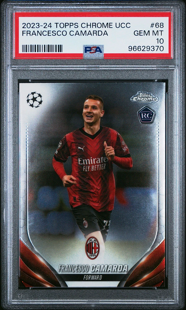 2023-24 Topps Chrome Uefa Club Competitions 68 Francesco Camarda PSA 10