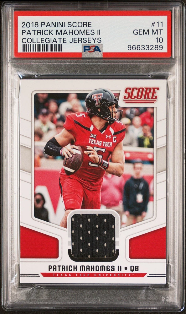 2018 Panini Score Collegiate Jerseys 11 Patrick Mahomes Ii PSA 10