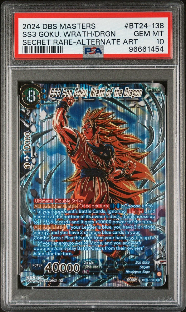 2024 Dragon Ball Super Card Game Masters Series 24 Beyond Generations Bt24-138 Ss3 Son Goku, Wrath Of The Dragon Secret Rare-alternate Art PSA 10
