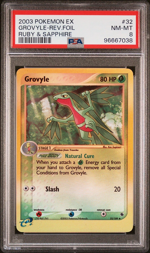 2003 Pokemon Ex Ruby & Sapphire 32 Grovyle-reverse Foil PSA 8
