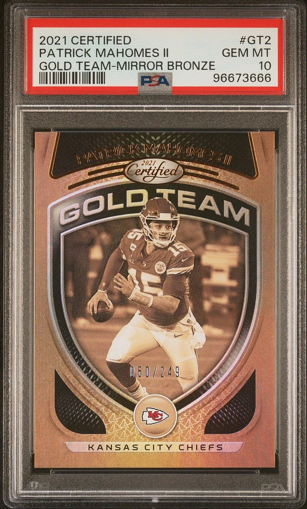 2021 Panini Certified Gold Team Gt2 Patrick Mahomes Ii Mirror Bronze PSA 10